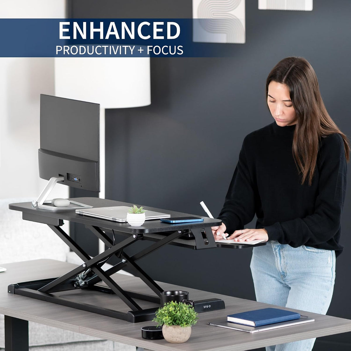 VIVO Black 32 in Standing Desk Converter, DESK-V000K