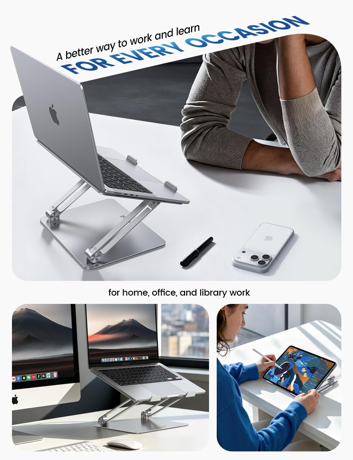 Lamicall Aluminum Laptop Stand for Desk for MacBook Air Pro Neo 10-17.3''