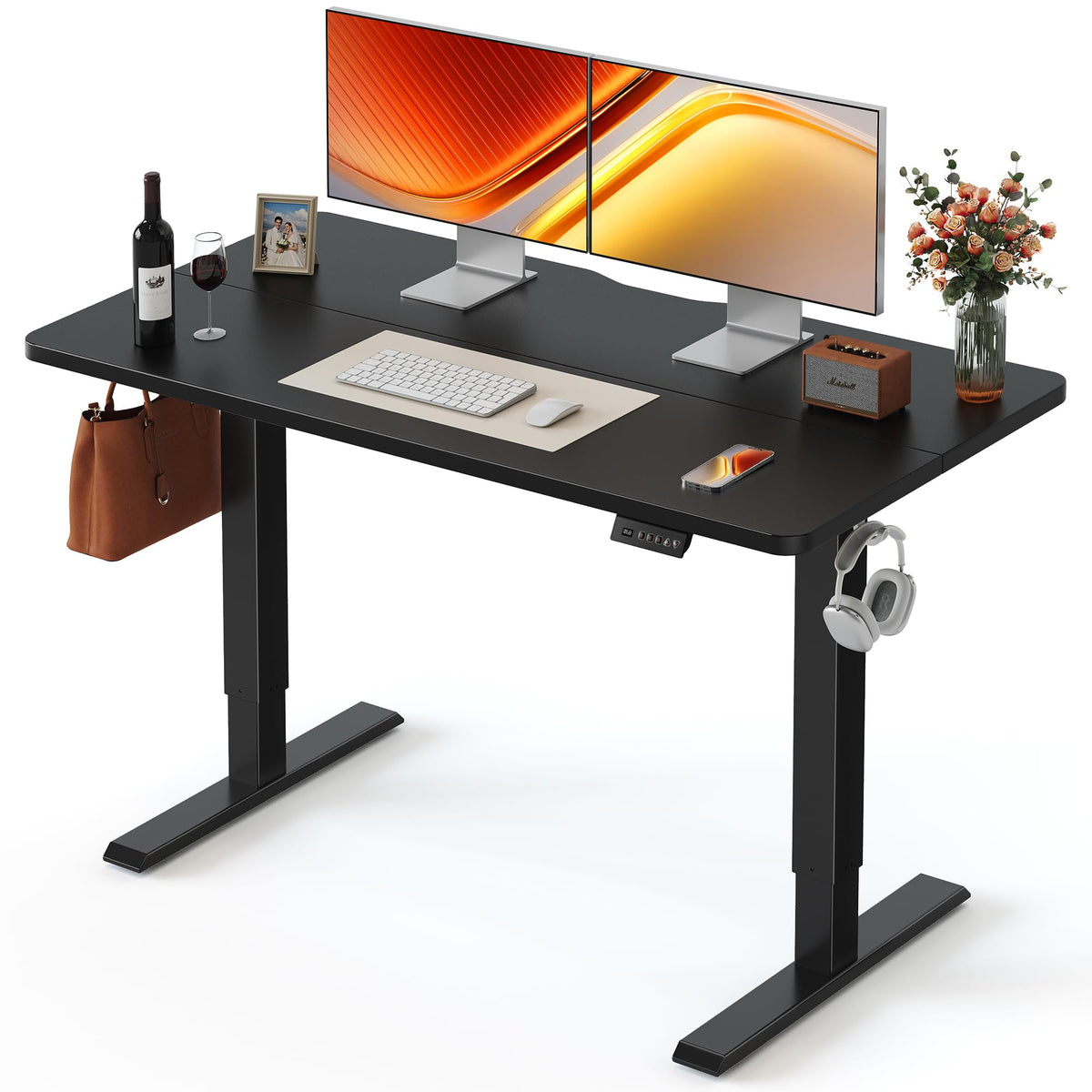 FEZIBO Standing Desk 48 × 24 Inch Electric Height Adjustable, Maple