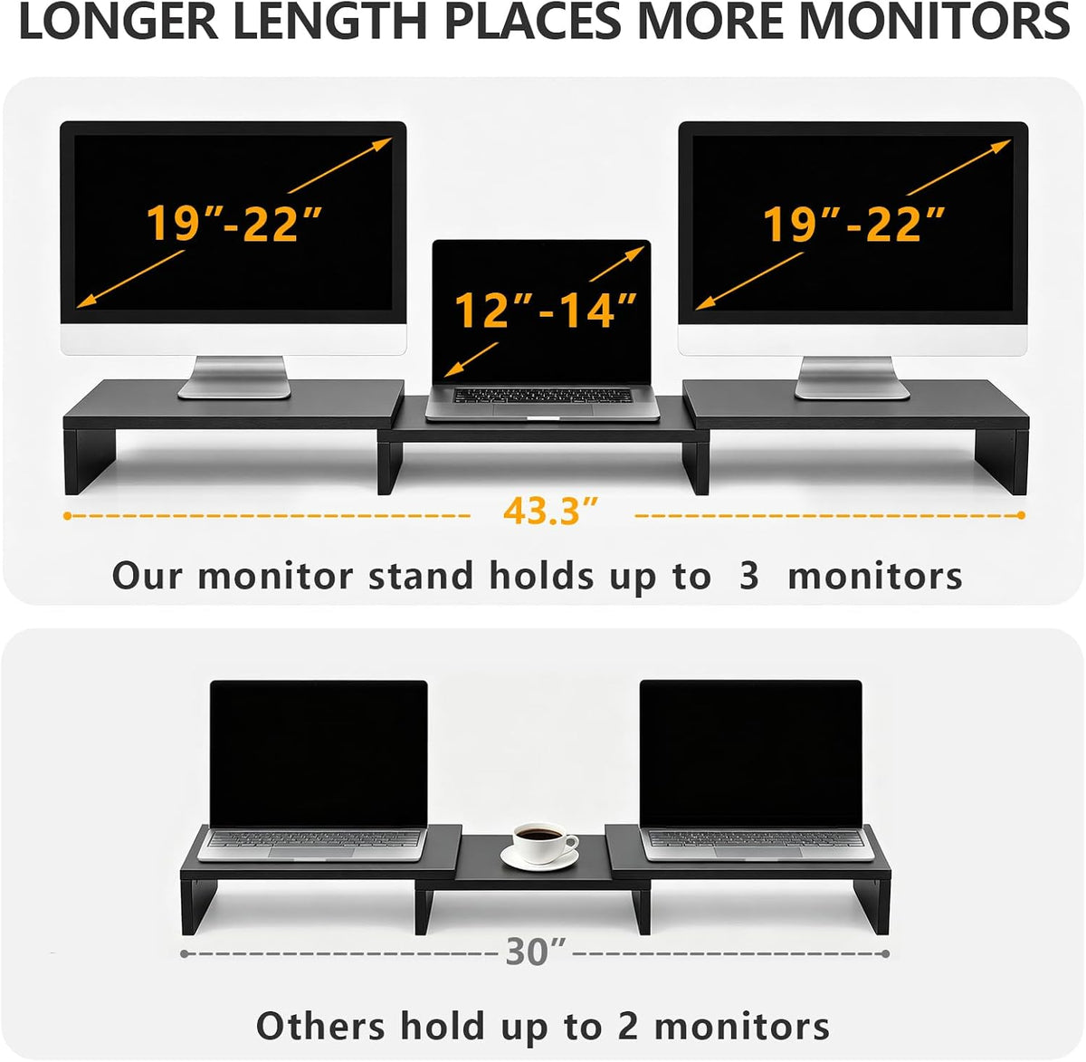 TAVR Monitor Stand Riser, Office Desktop Organizer Stand for 2 Monitors