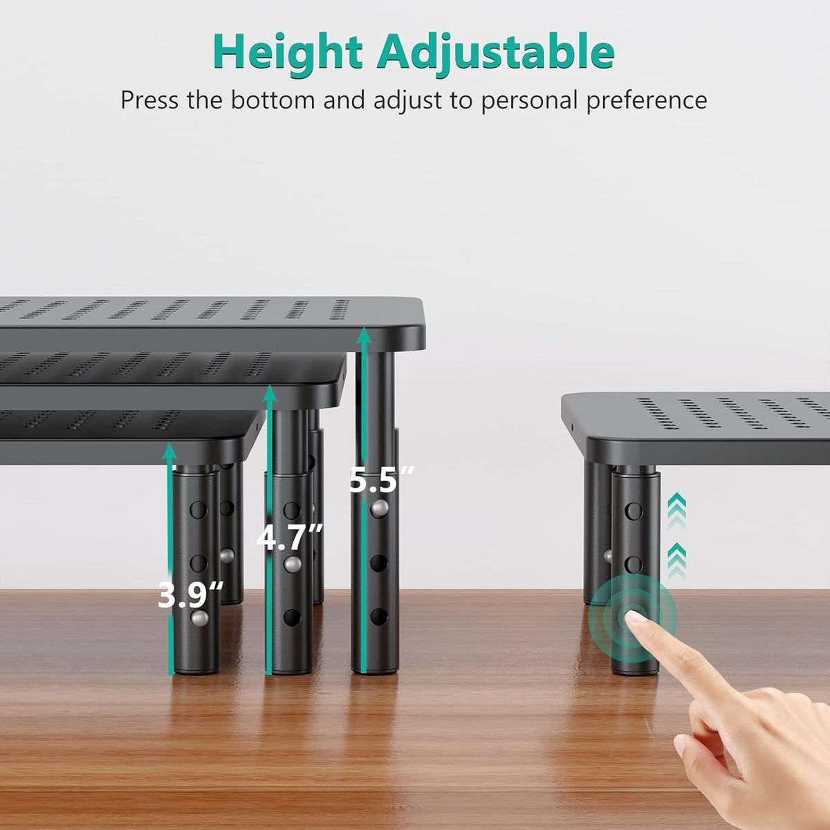 WALI Computer Monitor Stand for Desk, Adjustable Laptop Riser, up to 44 lbs