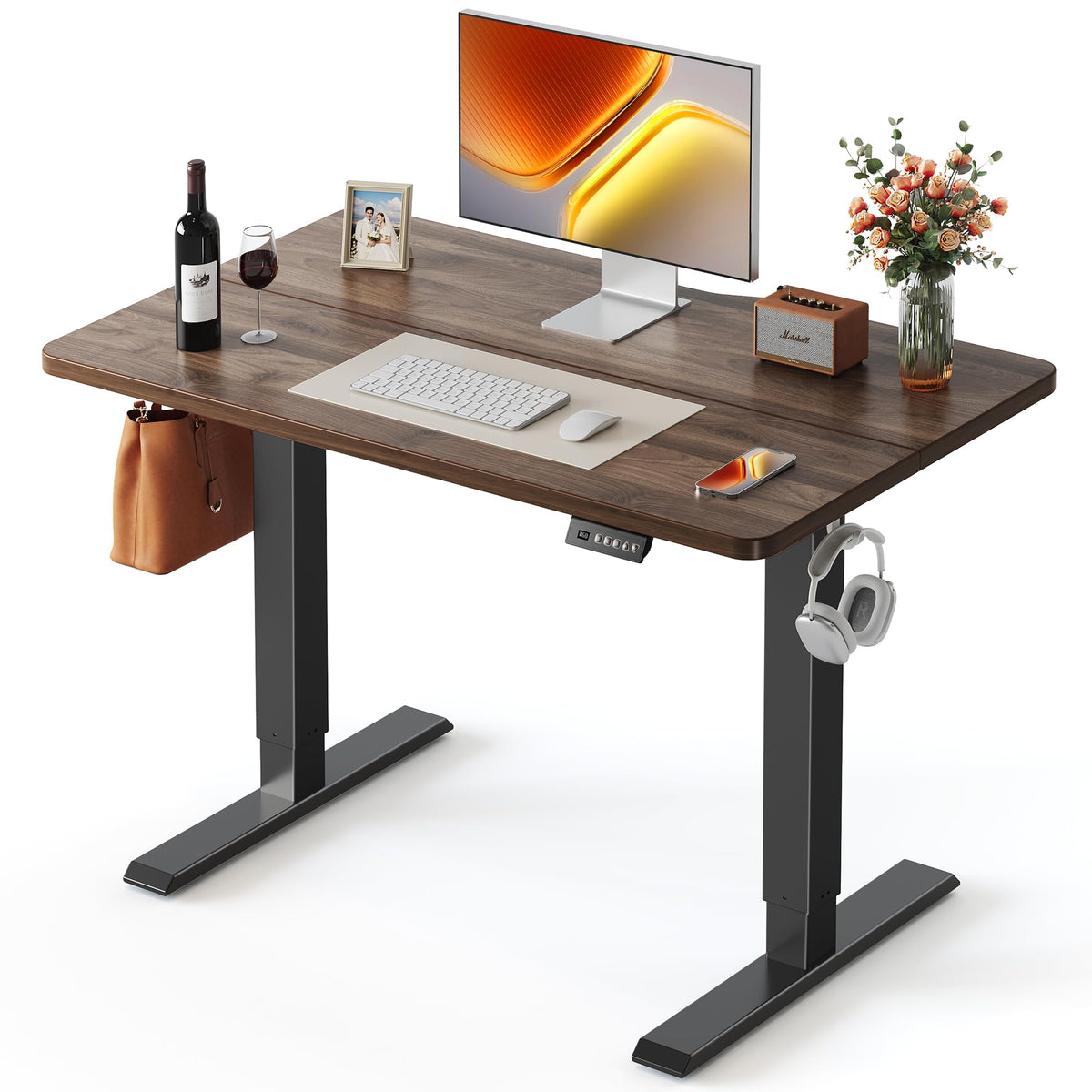 FEZIBO Standing Desk 48 × 24 Inch Electric Height Adjustable, Maple