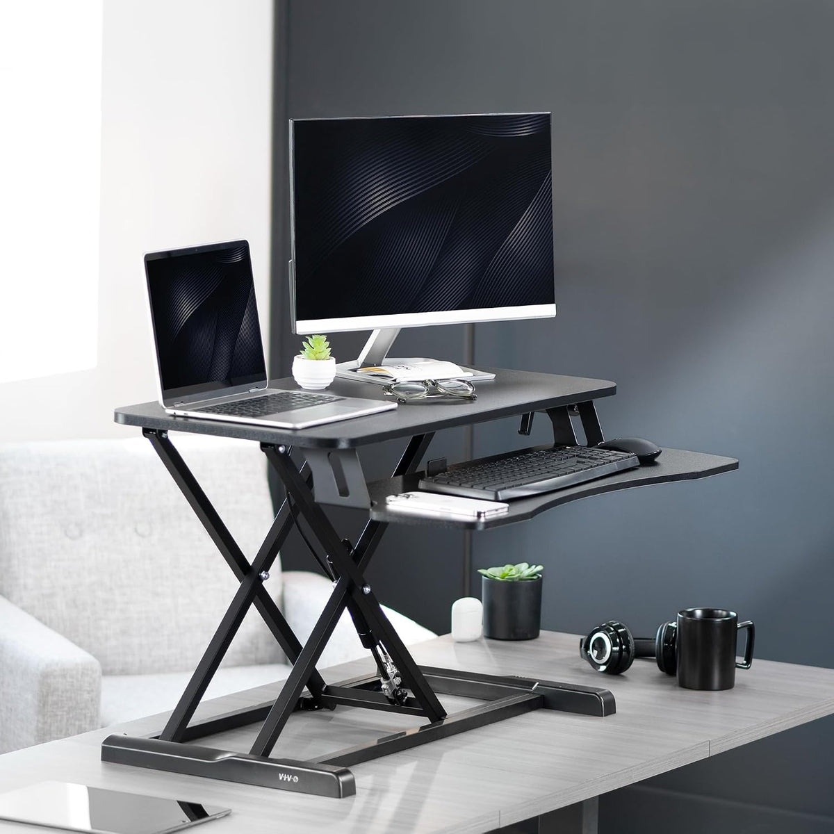 VIVO Black 32 in Standing Desk Converter, DESK-V000K