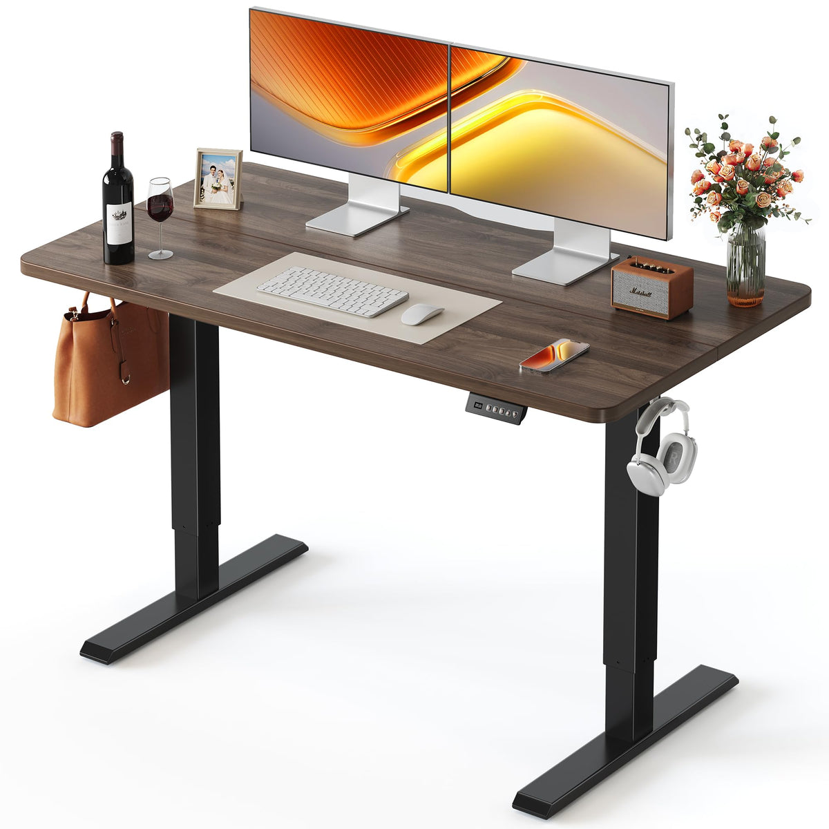 FEZIBO Standing Desk 48 × 24 Inch Electric Height Adjustable, Maple