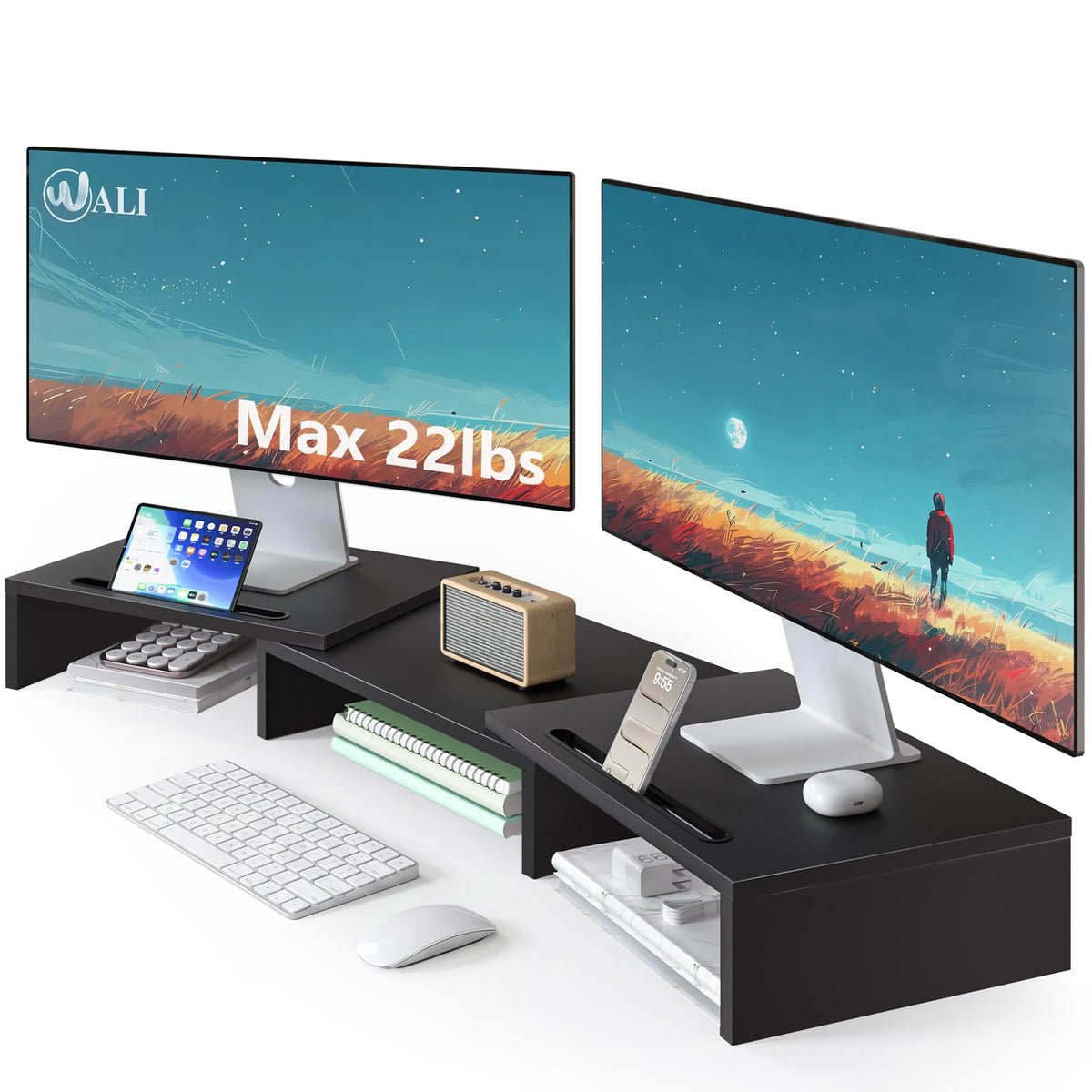 WALI Computer Monitor Stand for Desk, Adjustable Laptop Riser, up to 44 lbs