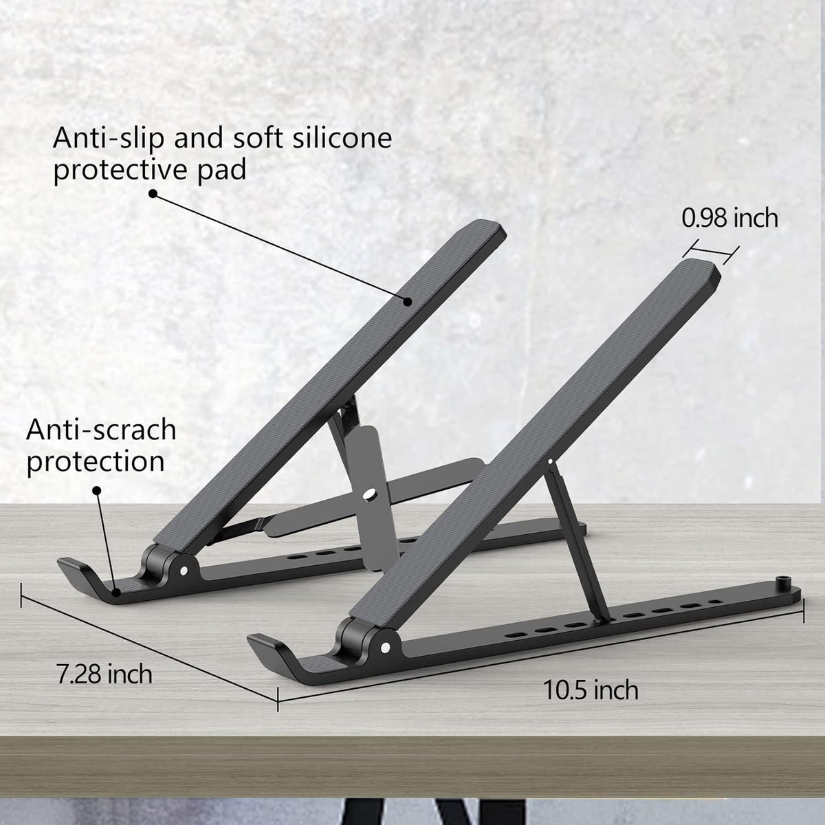 Tonmom Laptop Stand for Desk, Adjustable Laptop Riser, Black