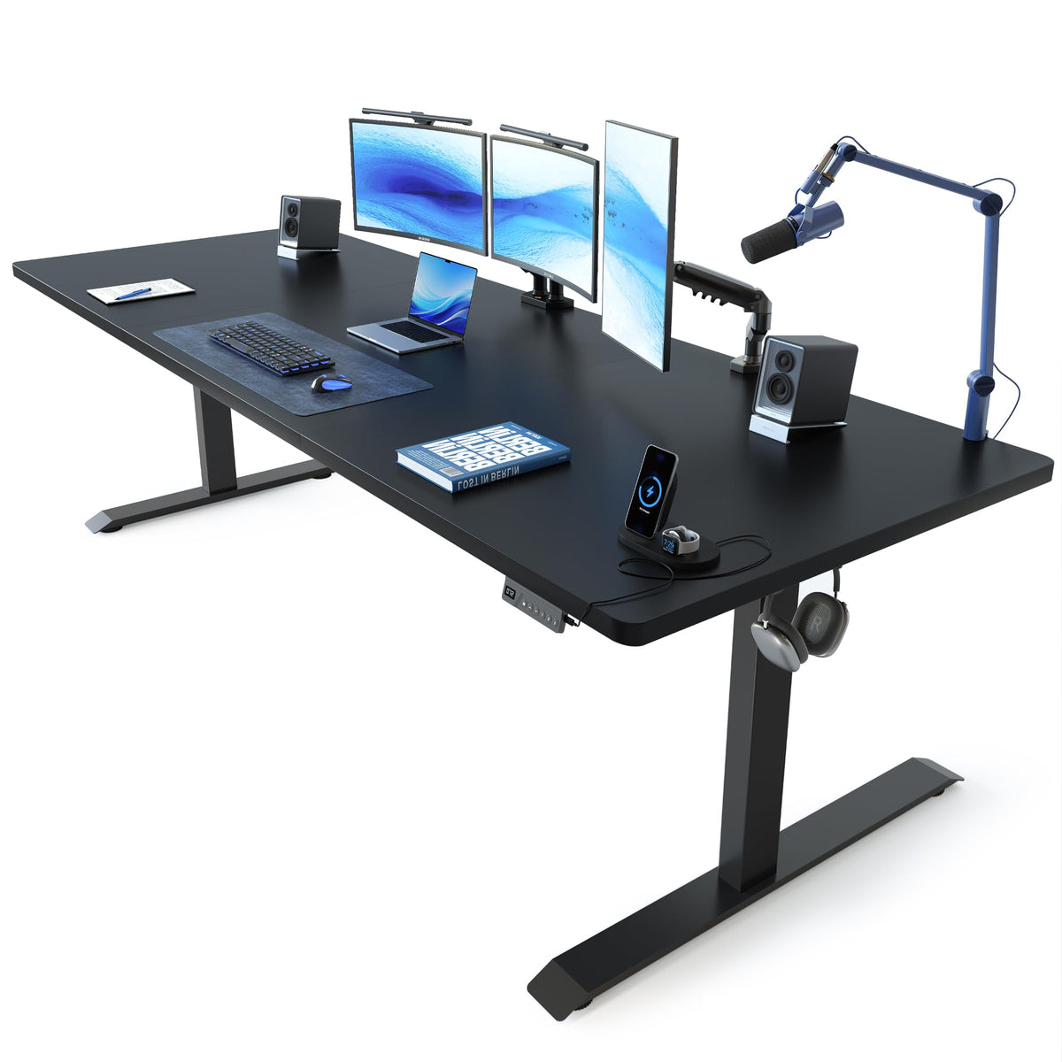 FEZIBO Standing Desk 48 × 24 Inch Electric Height Adjustable, Maple