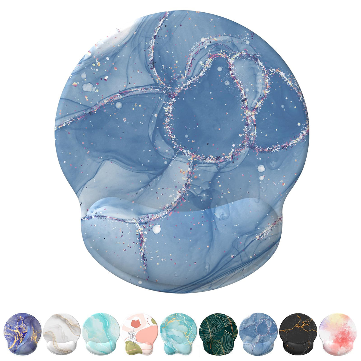 eulps Mouse Pad with Wrist Rest, Comfortable Computer Mousepad with Gel Wrist Support Smooth Surface and Non-Slip PU Base for Pain Relief, Laptop, Office & Home (Cyan Pink Marble)