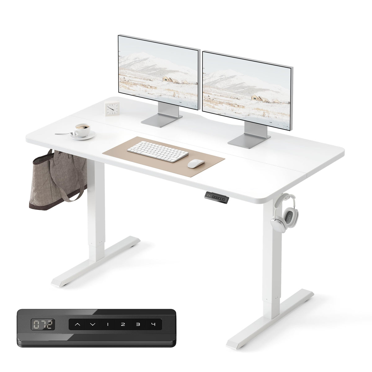 FEZIBO Standing Desk 48 × 24 Inch Electric Height Adjustable, Maple