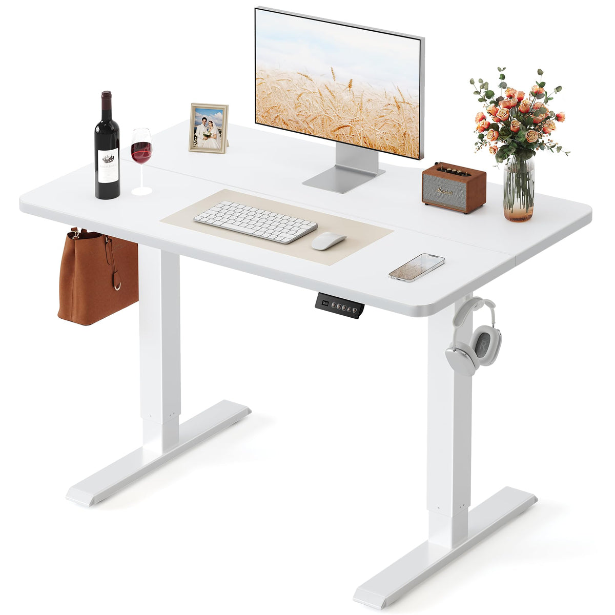 FEZIBO Standing Desk 48 × 24 Inch Electric Height Adjustable, Maple