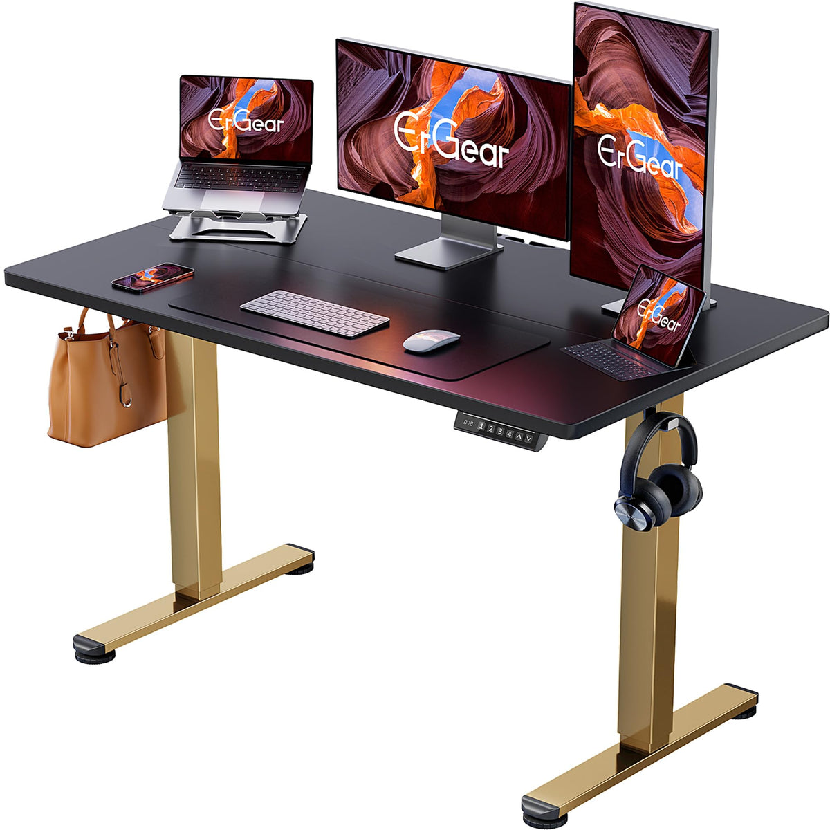 ErGear 48 X 24 Inch Height Adjustable Electric Standing Desk, Black
