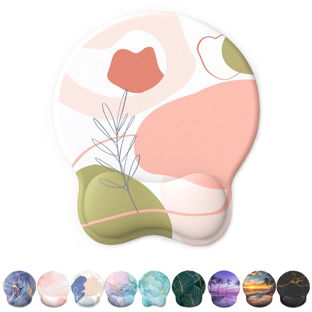 eulps Mouse Pad with Wrist Rest, Comfortable Computer Mousepad with Gel Wrist Support Smooth Surface and Non-Slip PU Base for Pain Relief, Laptop, Office & Home (Cyan Pink Marble)