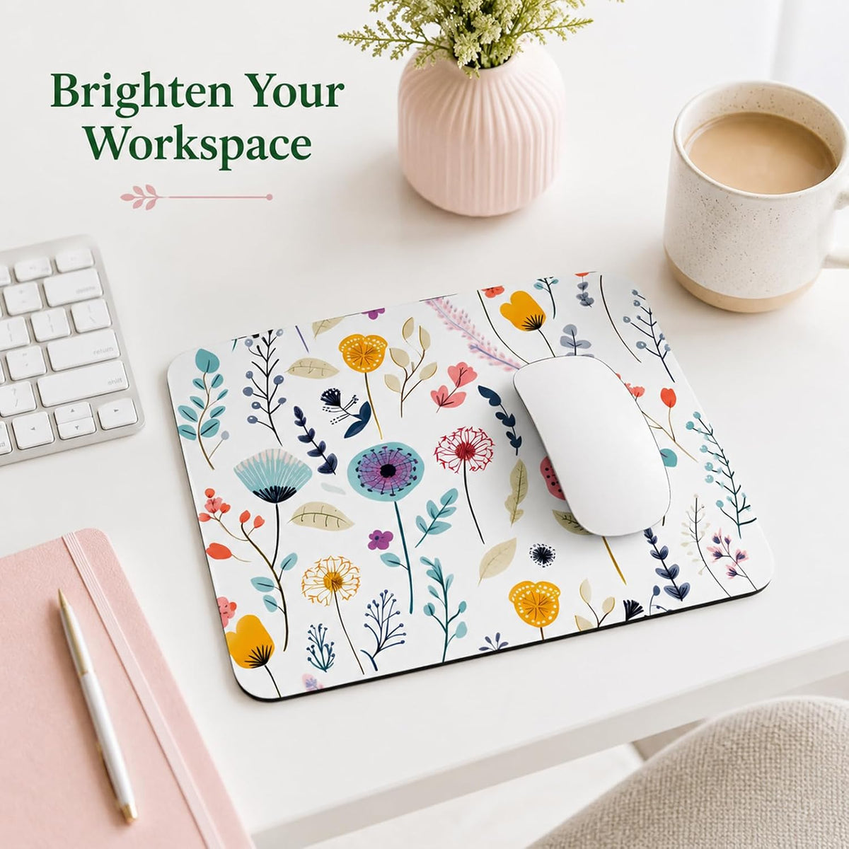 3 Pcs Vintage Flower Mouse pad,7.87×9.45 in Washable Square Desk Pad,Anti-Slip Rubber Base,Cute Floral Laptop Mat for Home Office Use