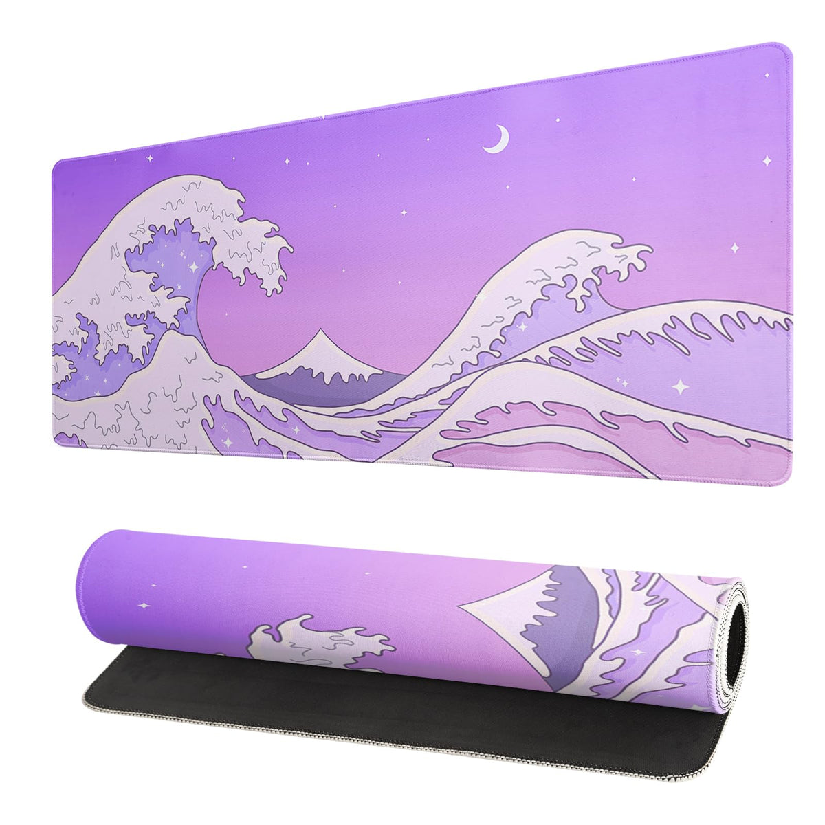 Black and White Japanese Cherry Blossom Gaming Mouse Pad Sakura Death Life Flower Mat 31.5x11.8 Inch Texture Non-Slip Rubber Base Mousepad Stitched Edges Keyboard Desk Pad for Office Home Game