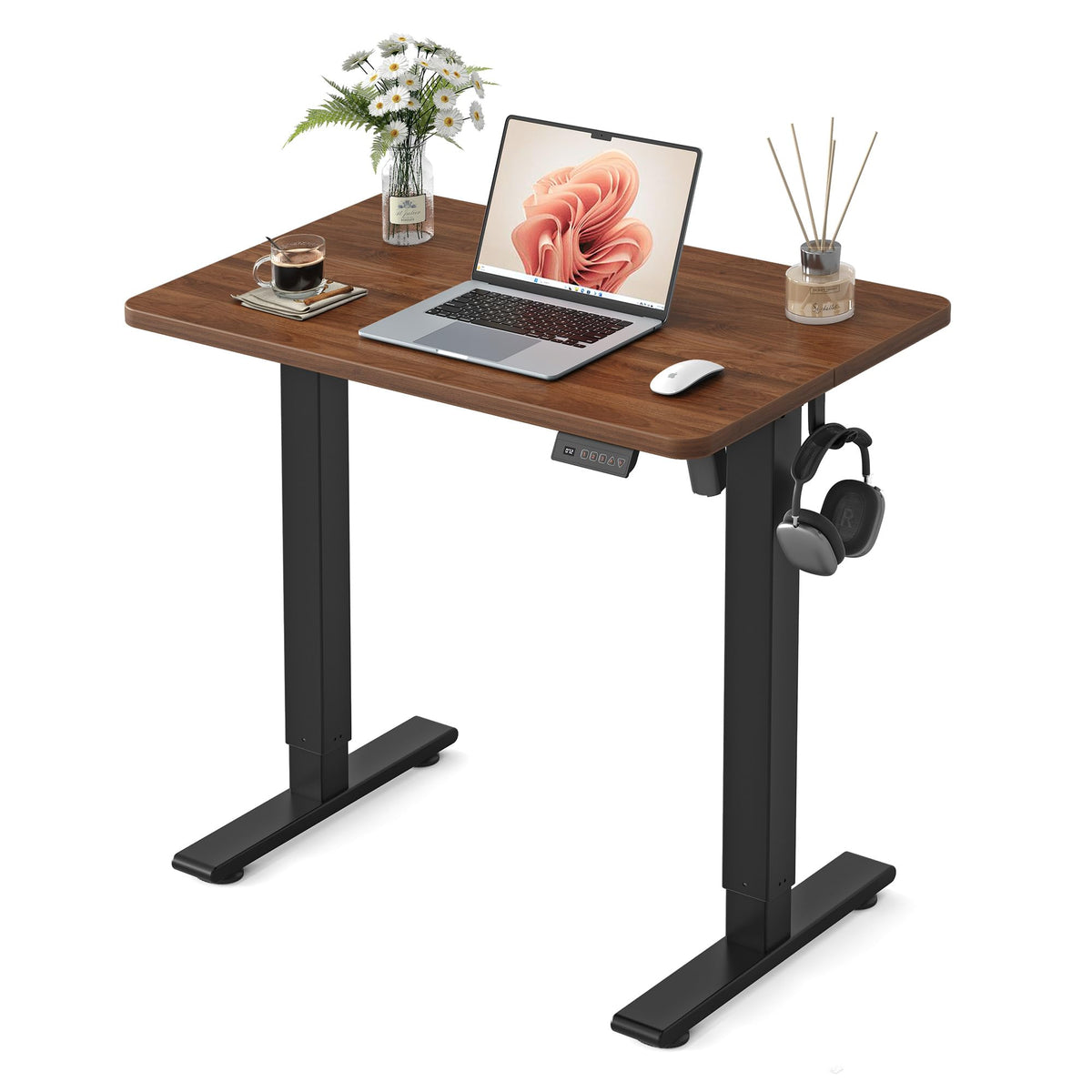 FEZIBO Standing Desk 48 × 24 Inch Electric Height Adjustable, Maple