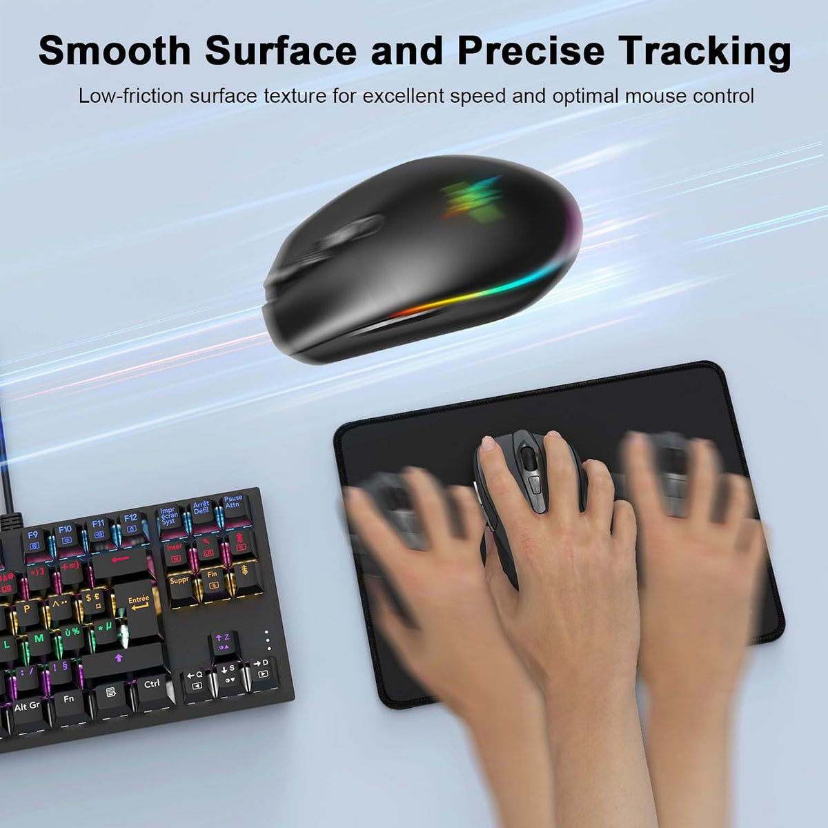 TECKNET 4 Pack Mouse Pad with Durable Anti-fray Stitching, Small Mousepad