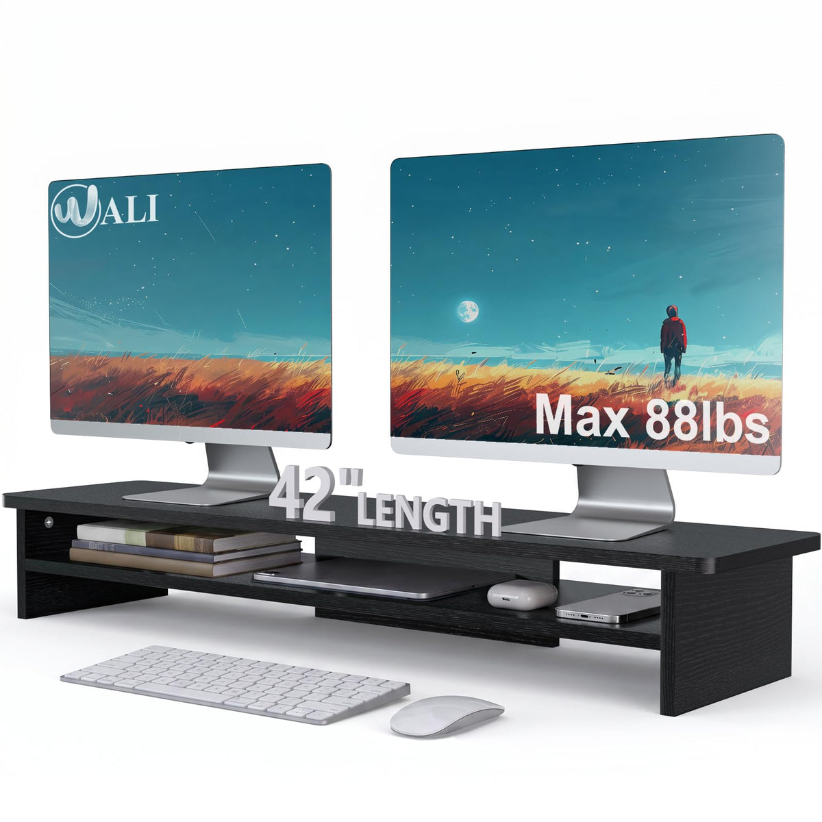 WALI Computer Monitor Stand for Desk, Adjustable Laptop Riser, up to 44 lbs
