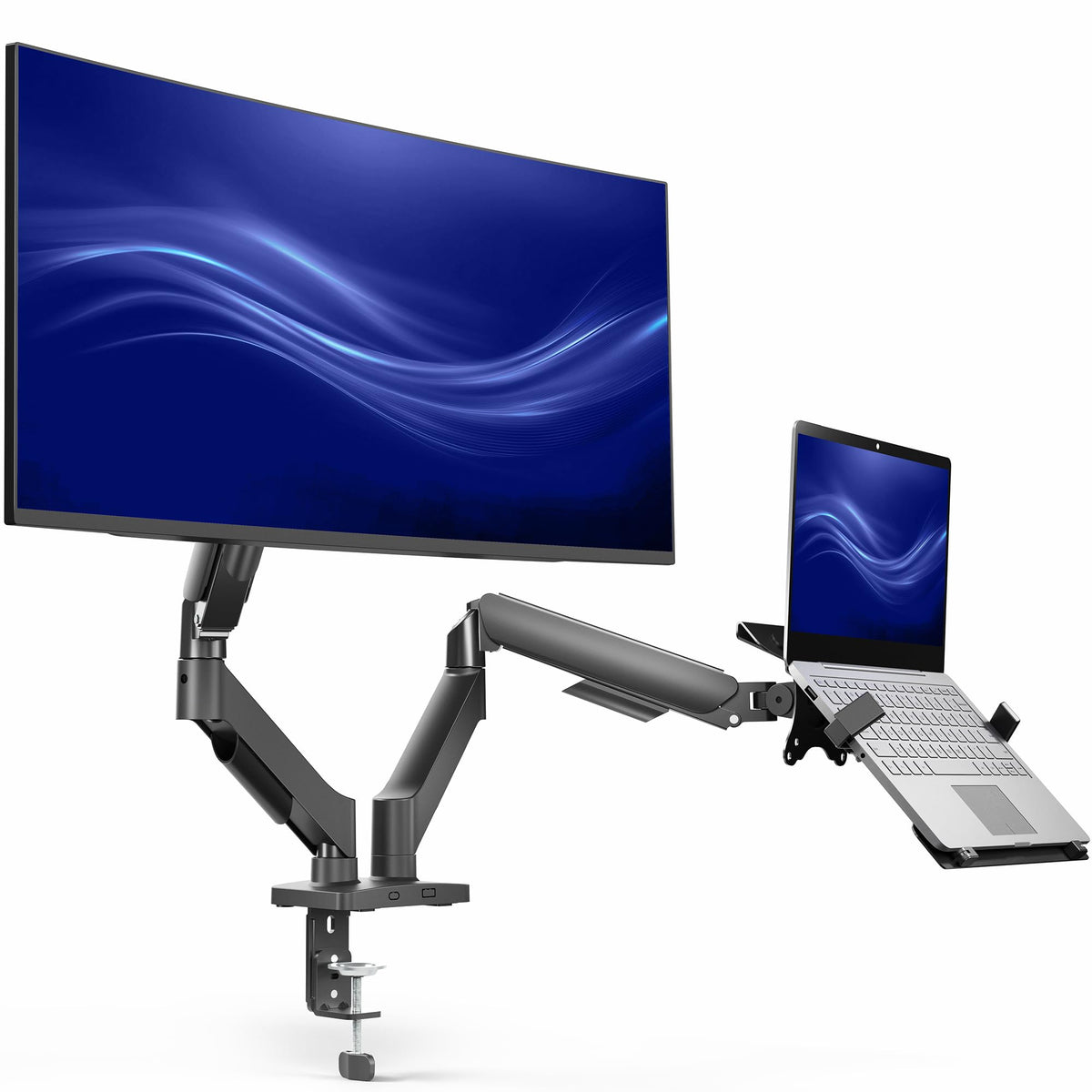 VIVO Dual Monitor Stand, Fully Adjustable Arms for 17 to 32 inch Screens, Mechanical Articulating Desk Mount, Gaming and Office Setups, VESA 75x75, 100x100, Max 19.8 lbs, Classic, Black, STAND-V002O