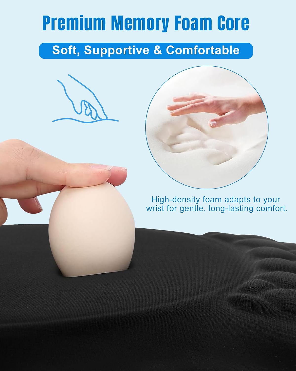 Ergonomic Mouse Pad with Sloped Memory Foam Wrist Rest (Black)