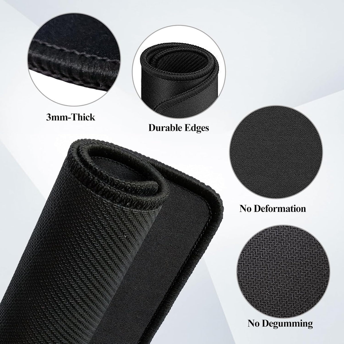 Mouse Pads, 3 PCS, Black Standard Mouse Pads, Office and Gaming,Stitched Edges, Rubber Anti Slip Base Mouse pad, Dirt Resistant, Durable, Square, 10.2 inches x 8.3 inches x 0.12 inches
