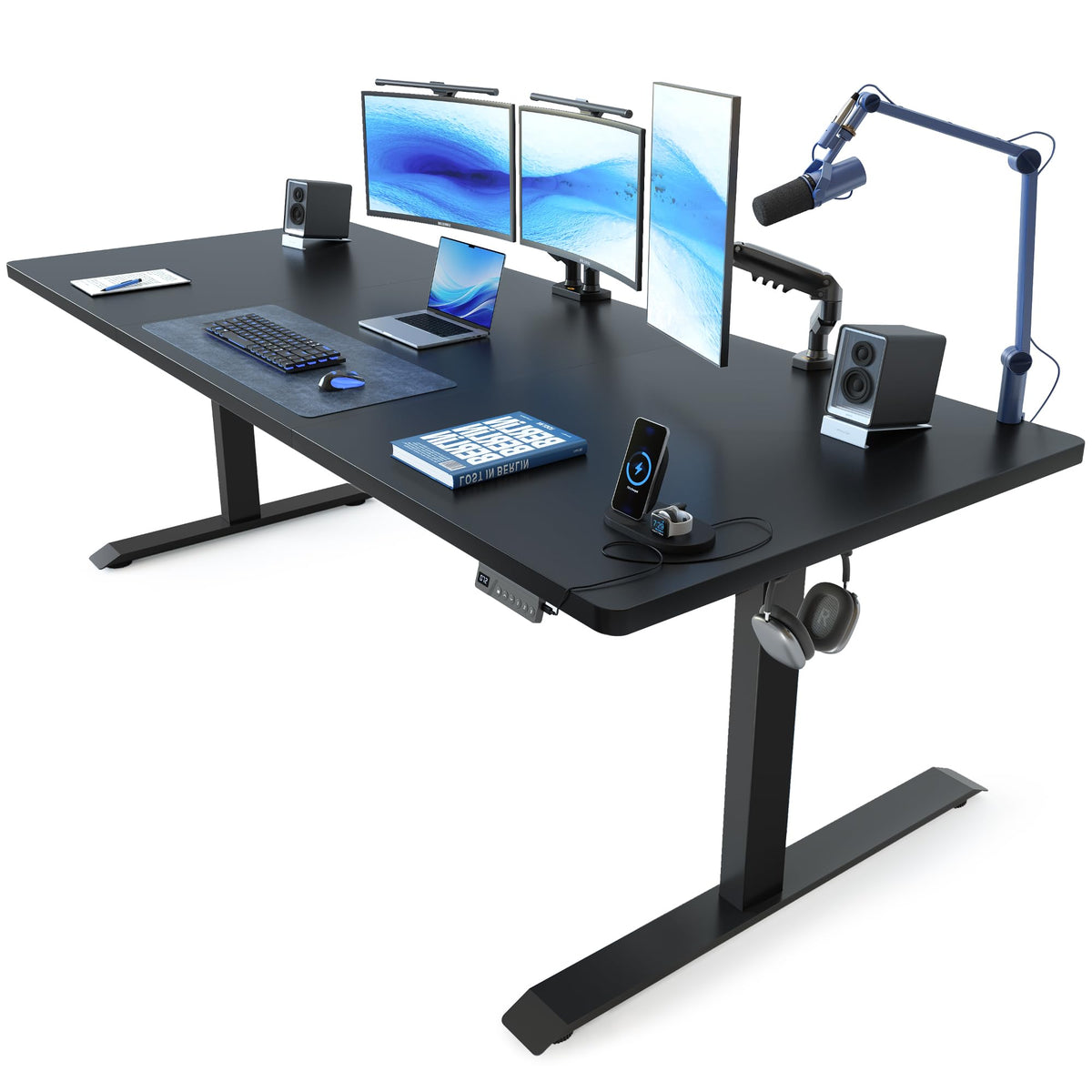 FEZIBO Standing Desk 48 × 24 Inch Electric Height Adjustable, Maple