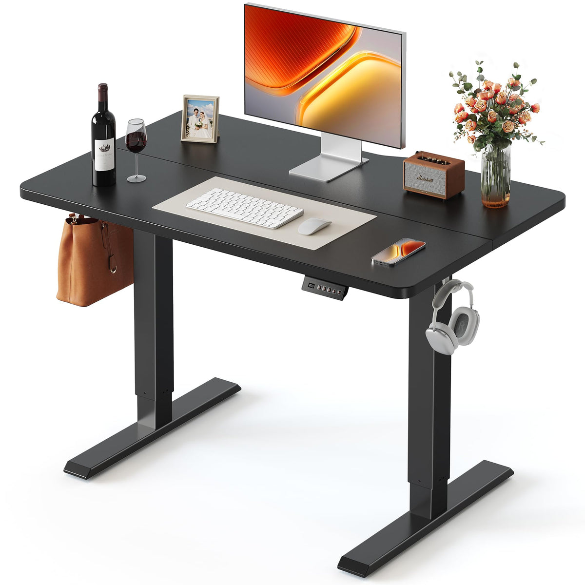 FEZIBO Standing Desk 48 × 24 Inch Electric Height Adjustable, Maple