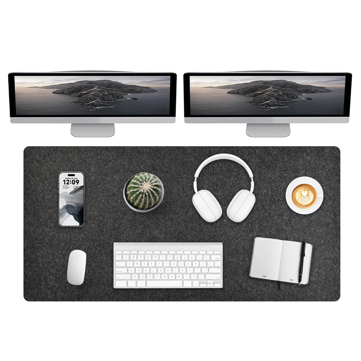 DAWNTREES Felt Desk Mat, Computer Mat for Desk, Dark Gray (36x12Inches)
