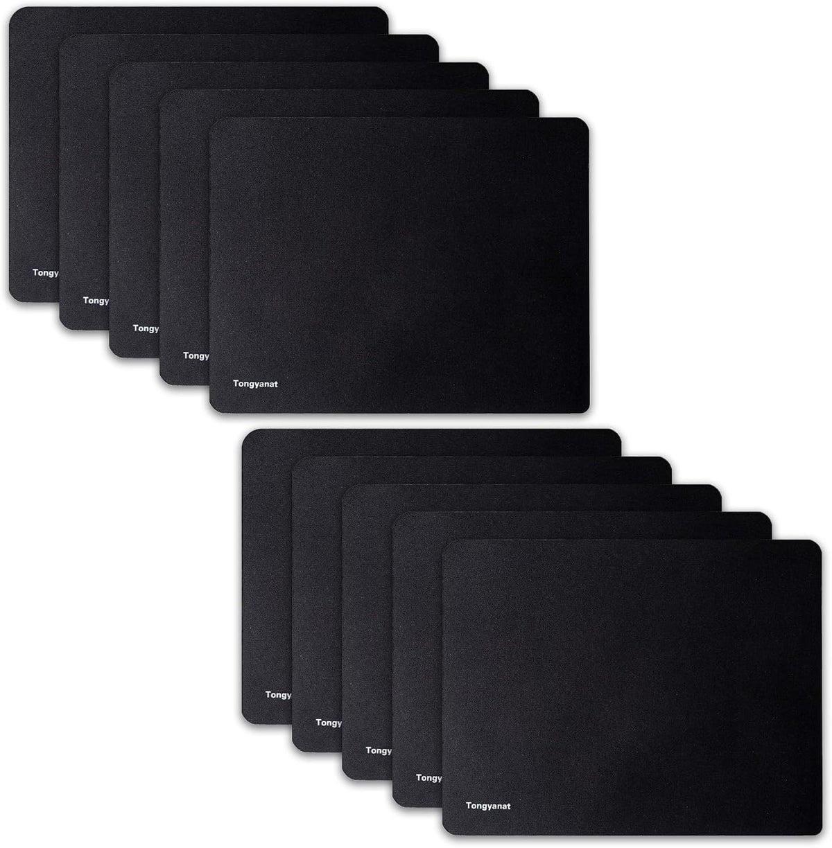 10 Pack Mouse Pad, Ultra-Smooth Gaming Mousepad, Non-Slip Rubber Base, Waterproof Mousepads Bulk Wireless Mouse, Mouse Pad for Desk, Laptop, PC & Office, Small Portable, 9 * 7 in, Black