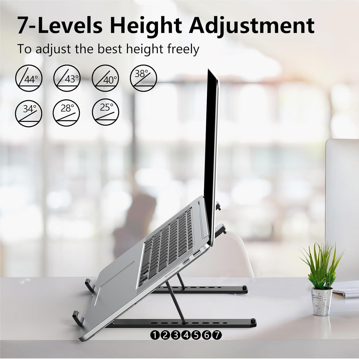 Tonmom Laptop Stand for Desk, Adjustable Laptop Riser, Black
