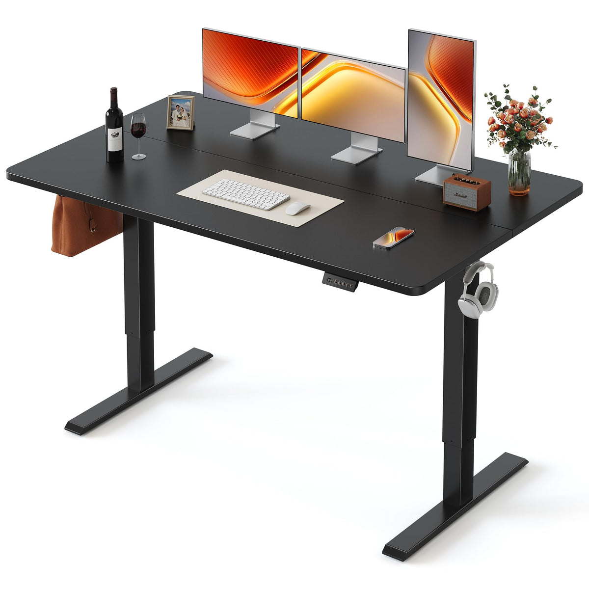 FEZIBO Standing Desk 48 × 24 Inch Electric Height Adjustable, Maple