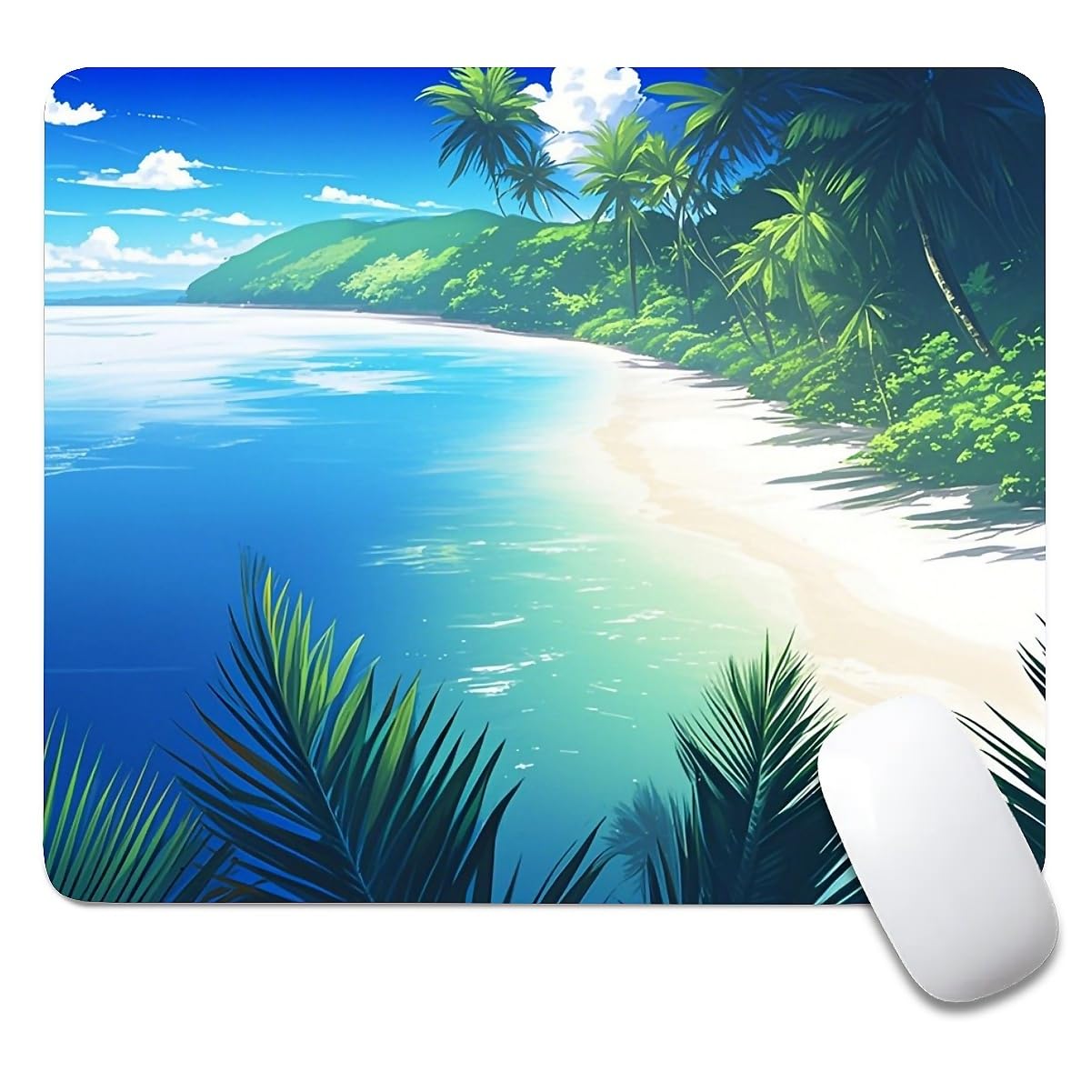 Beach Sunset Mouse Pad,Cute Mouse pad,Custom Small Mouse Pads with Designs,Portable Office Non-Slip Rubber Base Wireless Mouse Pad for Laptop
