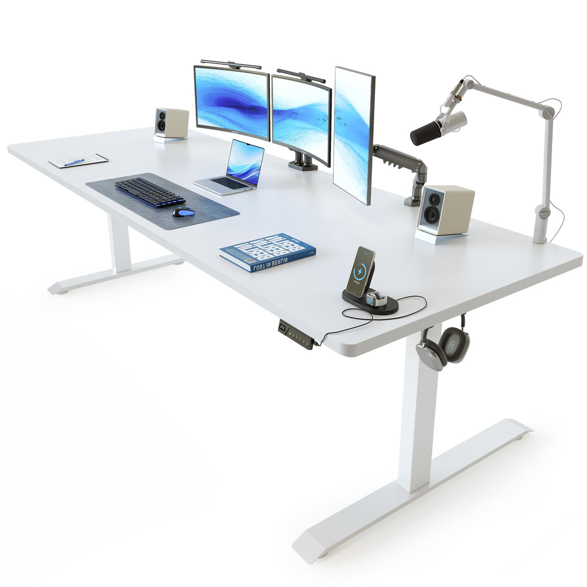 FEZIBO Standing Desk 48 × 24 Inch Electric Height Adjustable, Maple