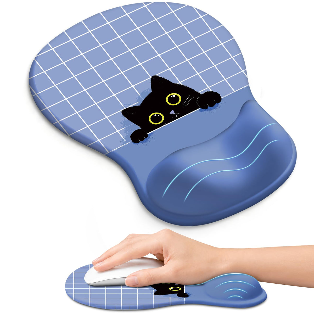 Ergonomic Mouse Pad with Wrist Rest, Gel Wrist Support, Black