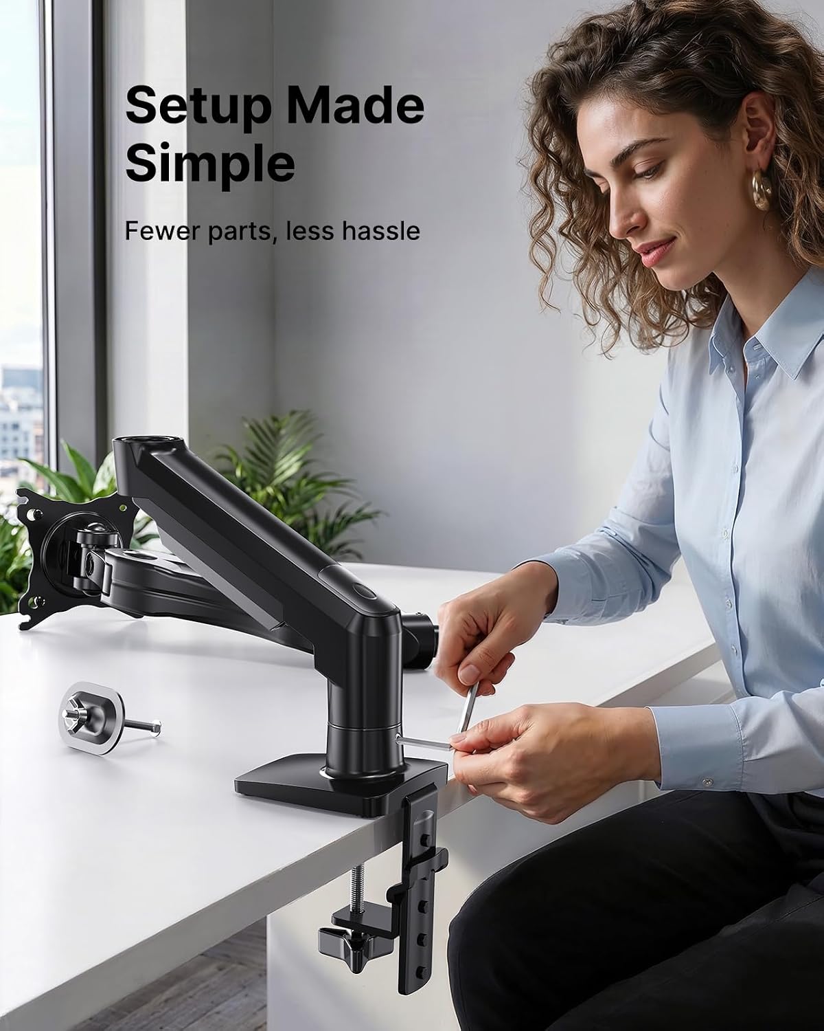 HUANUO FlowLift™ Single Monitor Mount, 13 to 32 Inch Monitor Arm, Adjustable Monitor Stand, Vesa Mount with Clamp and Grommet Base - Fits 4.4 to 19.8lbs LCD Computer Monitors