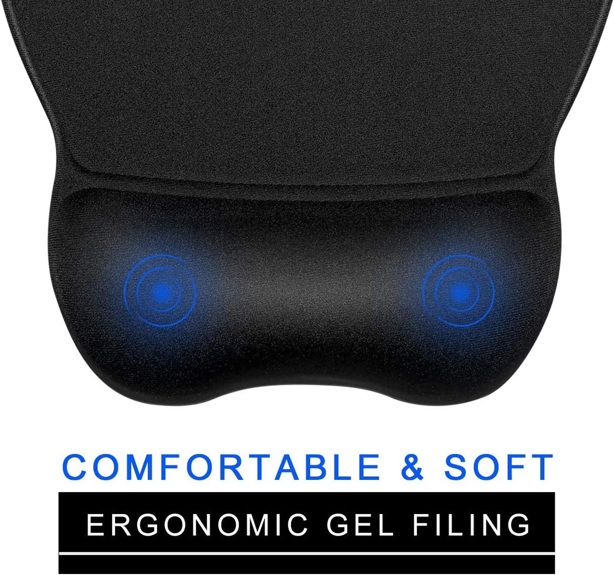 JIKIOU Ergonomic Mouse Pad with Gel Wrist Rest, 9.2 x 8.1 in, Black