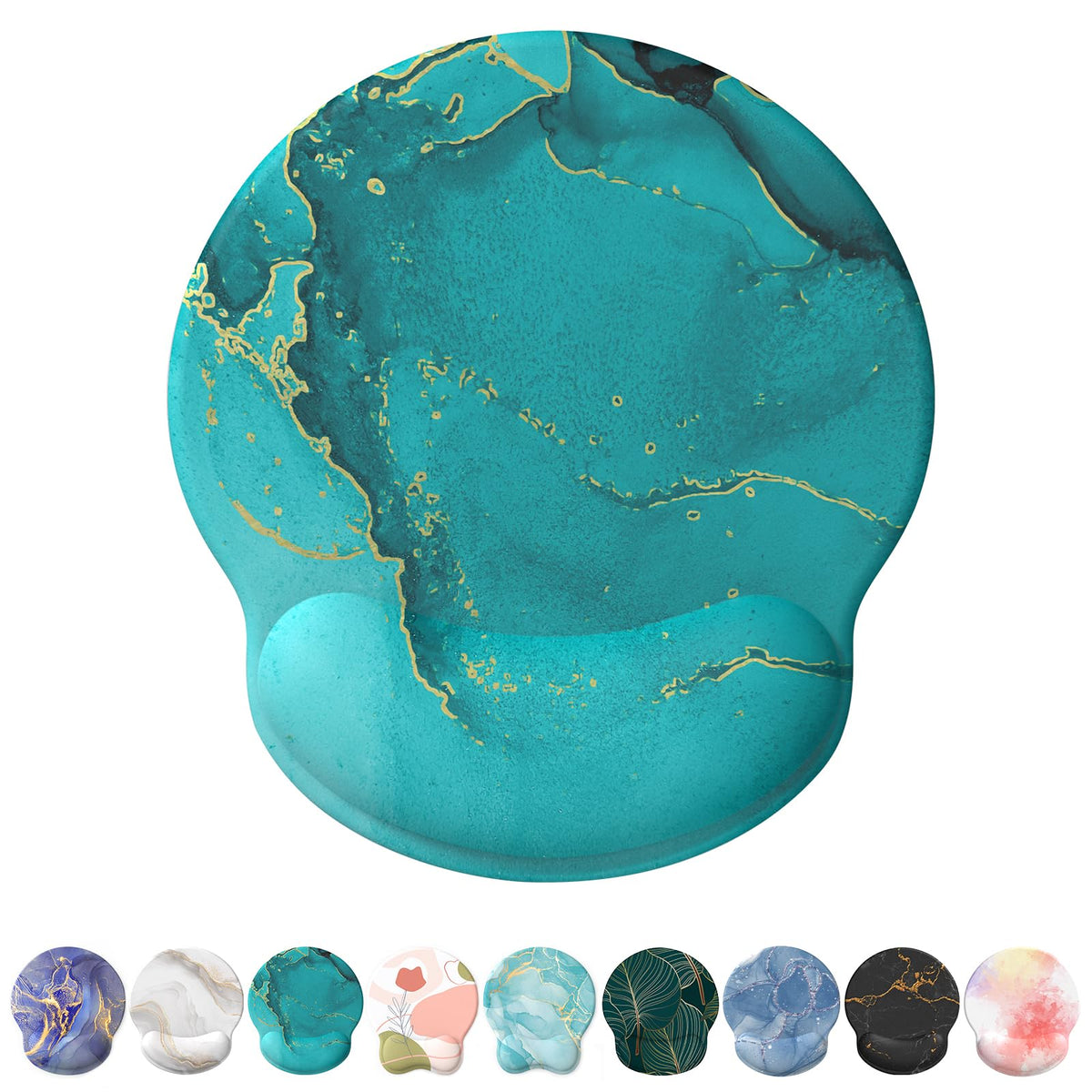 eulps Mouse Pad with Wrist Rest, Comfortable Computer Mousepad with Gel Wrist Support Smooth Surface and Non-Slip PU Base for Pain Relief, Laptop, Office & Home (Cyan Pink Marble)