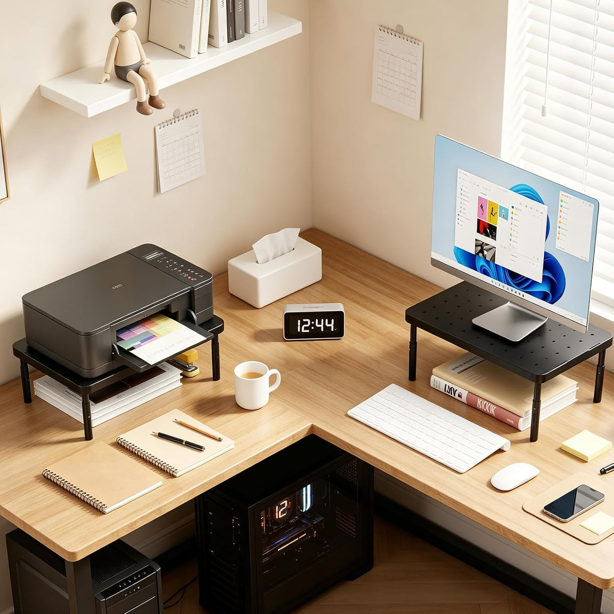 WALI Computer Monitor Stand for Desk, Adjustable Laptop Riser, up to 44 lbs