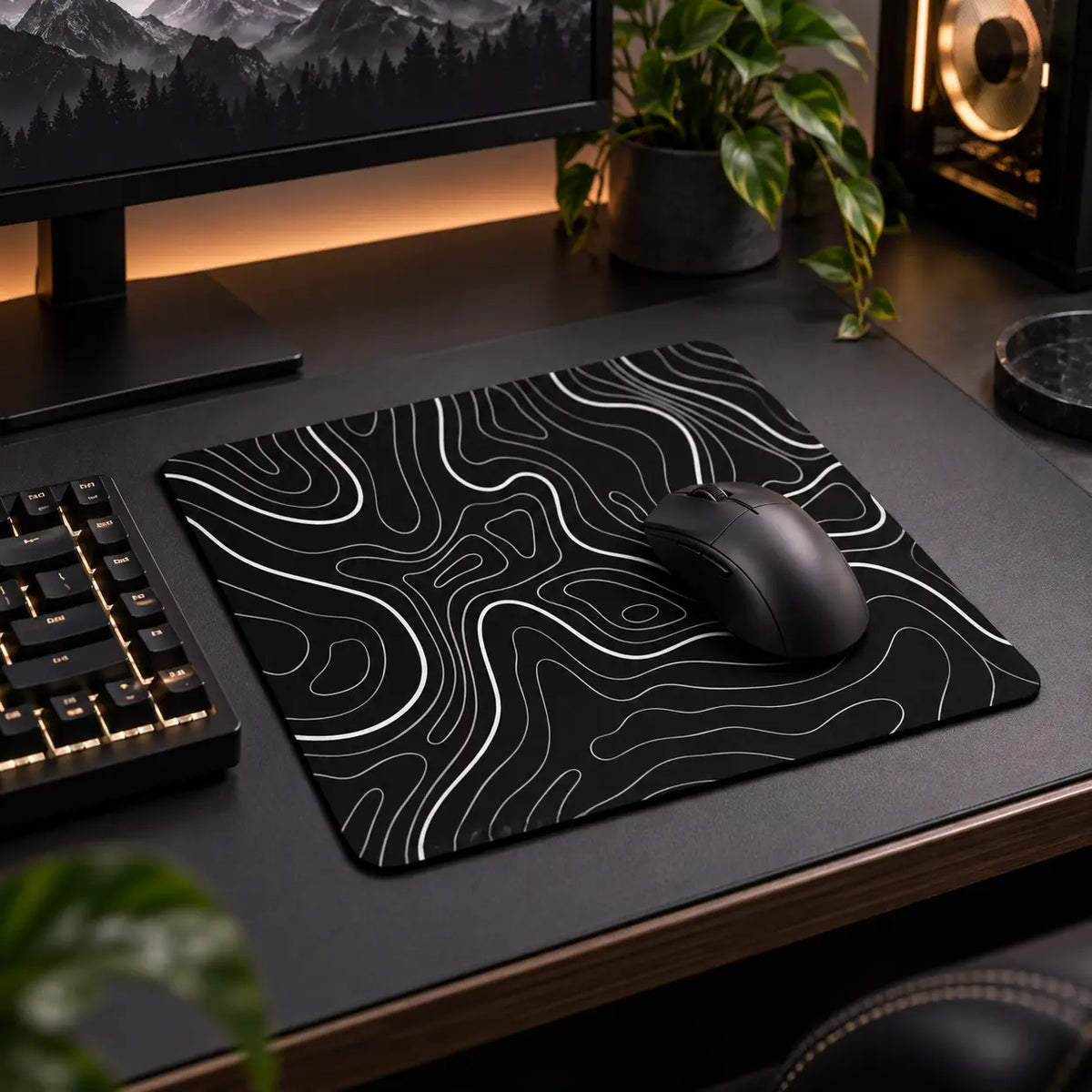 Abstract Topographic Square Mouse Pad,9.84 x 11.81 in,Smooth Fabric Surface with Non-Slip Rubber Base,Desk Mat for Office,Home & Gaming
