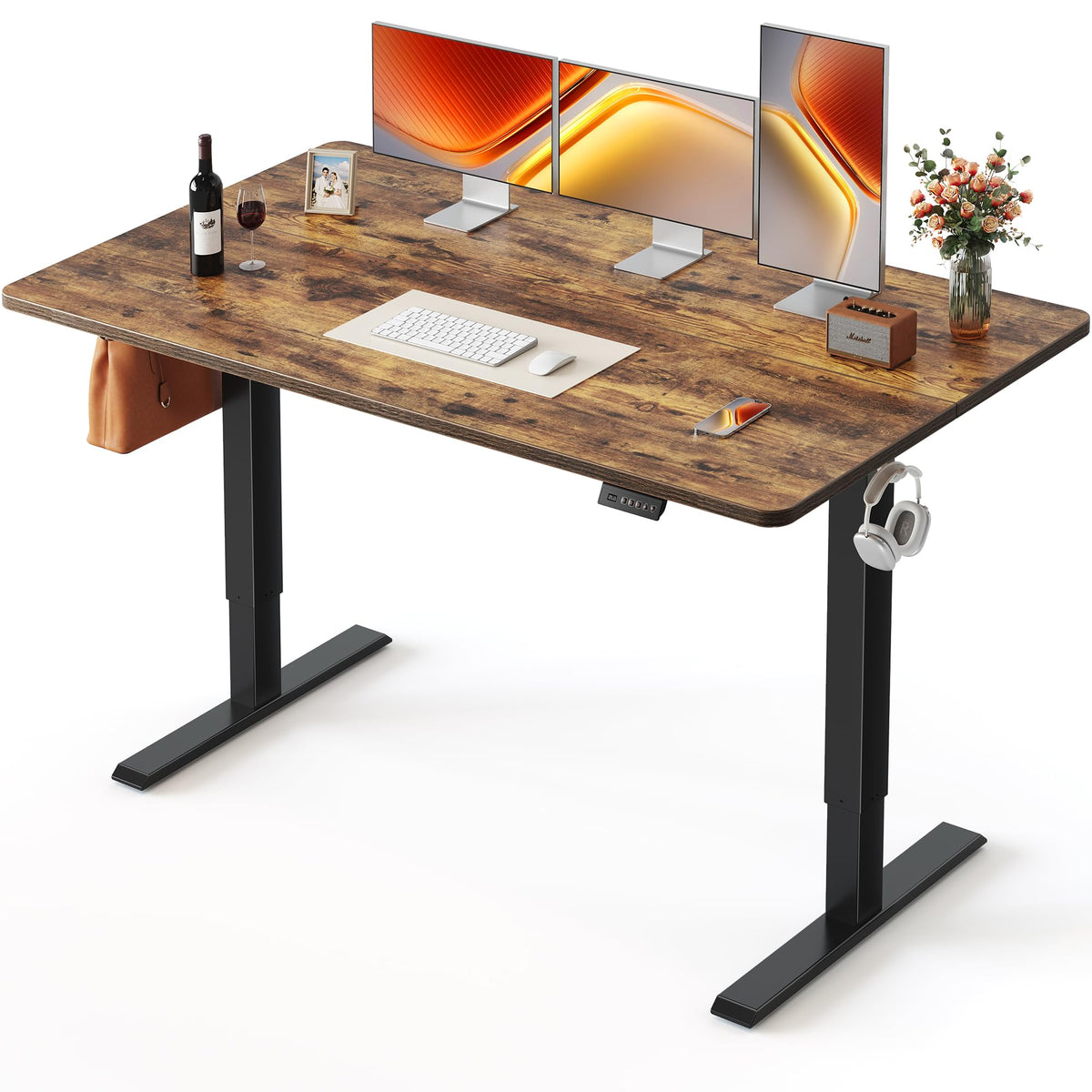 FEZIBO Standing Desk 48 × 24 Inch Electric Height Adjustable, Maple