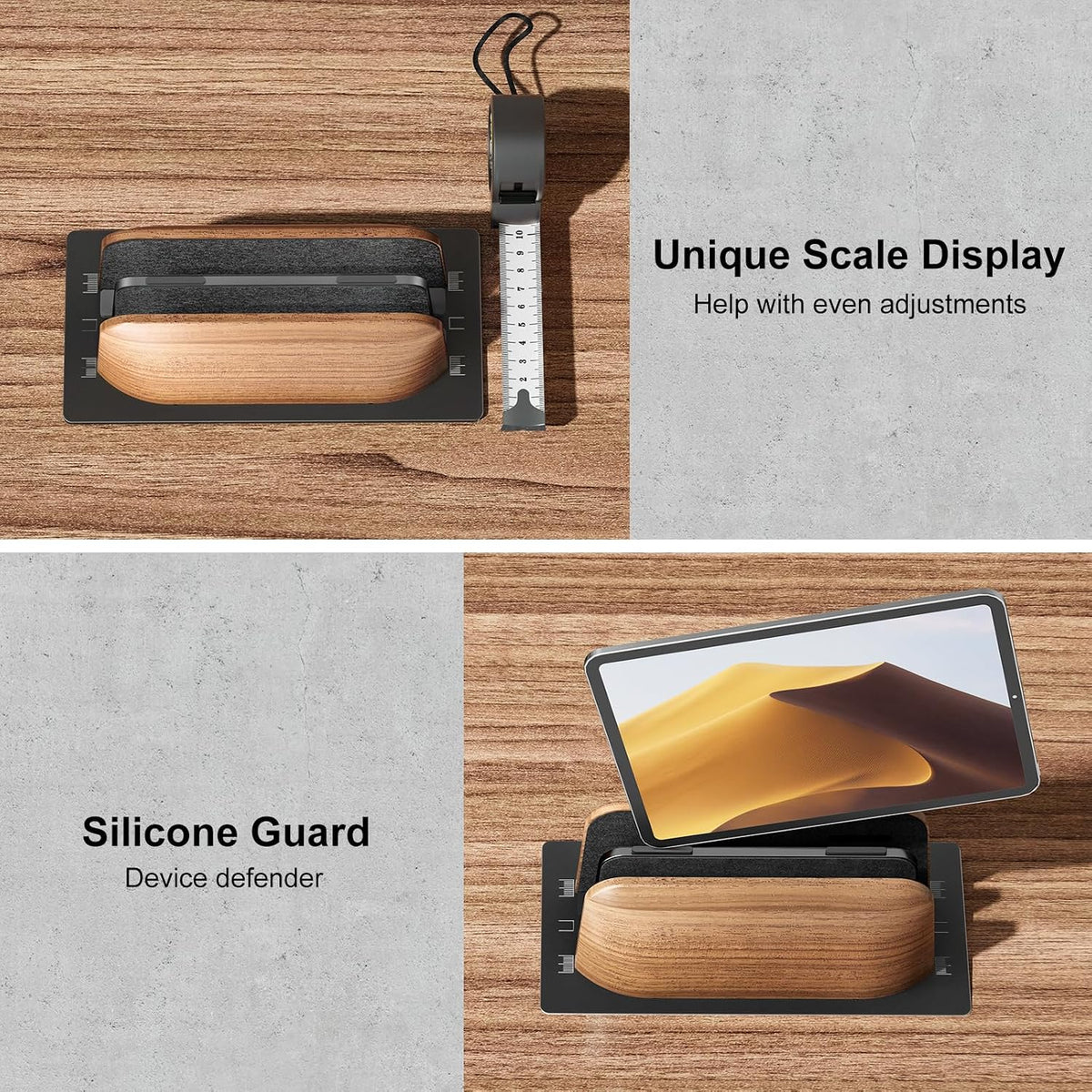 UPERGO Vertical Laptop Stand, Dual Slot Wood Holder for Desk