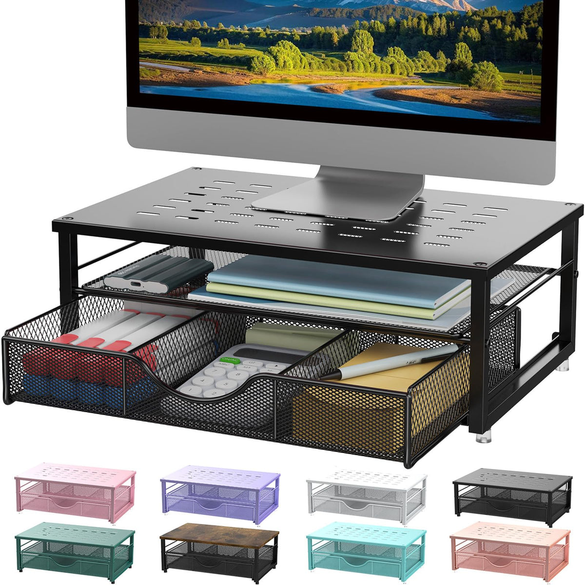 gianotter Monitor Stand with Drawer and 2 Pen Holders