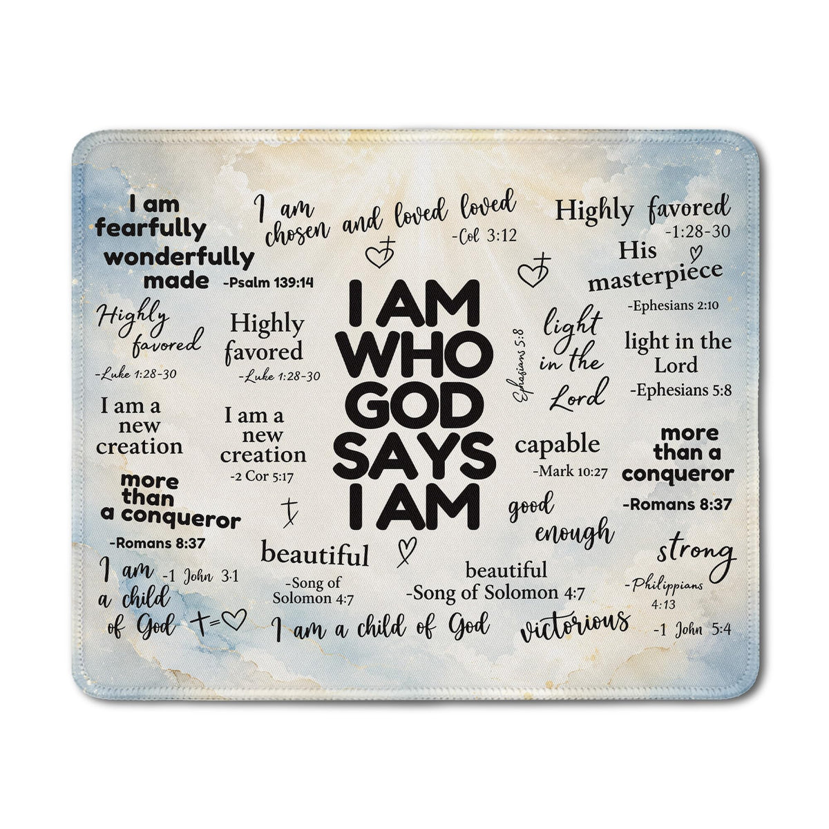 Inspirational Christian God Says I Am Mouse Pad, Minimalist Boho Floral Bible Verse Affirmation Mouse Pads Mousepad for Home Office Dorm Computers Laptop Supplies Desk Accessories, 9.5x7.9 Inch
