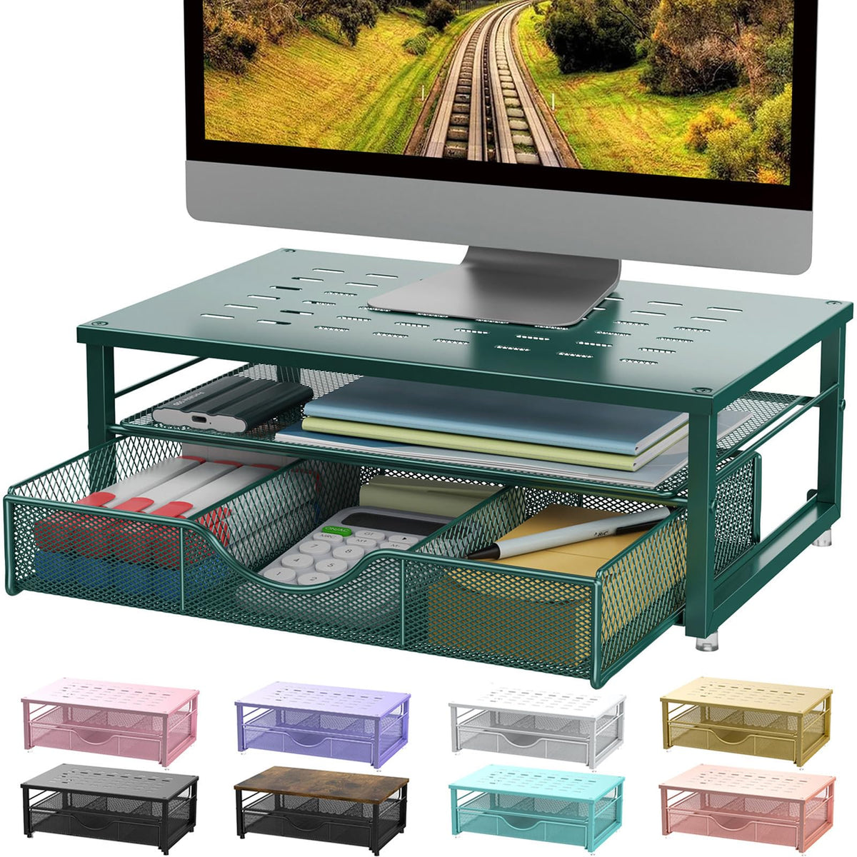 gianotter Monitor Stand with Drawer and 2 Pen Holders