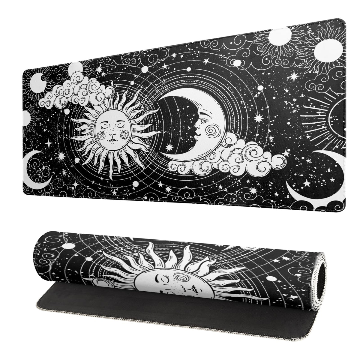 Black and White Japanese Cherry Blossom Gaming Mouse Pad Sakura Death Life Flower Mat 31.5x11.8 Inch Texture Non-Slip Rubber Base Mousepad Stitched Edges Keyboard Desk Pad for Office Home Game