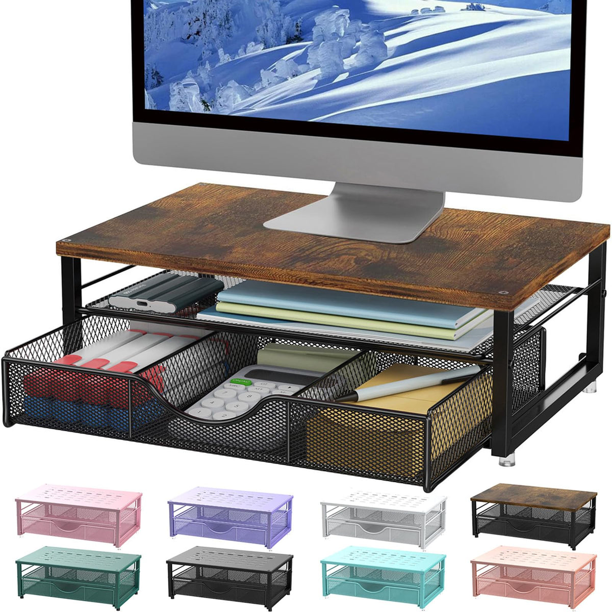 gianotter Monitor Stand with Drawer and 2 Pen Holders