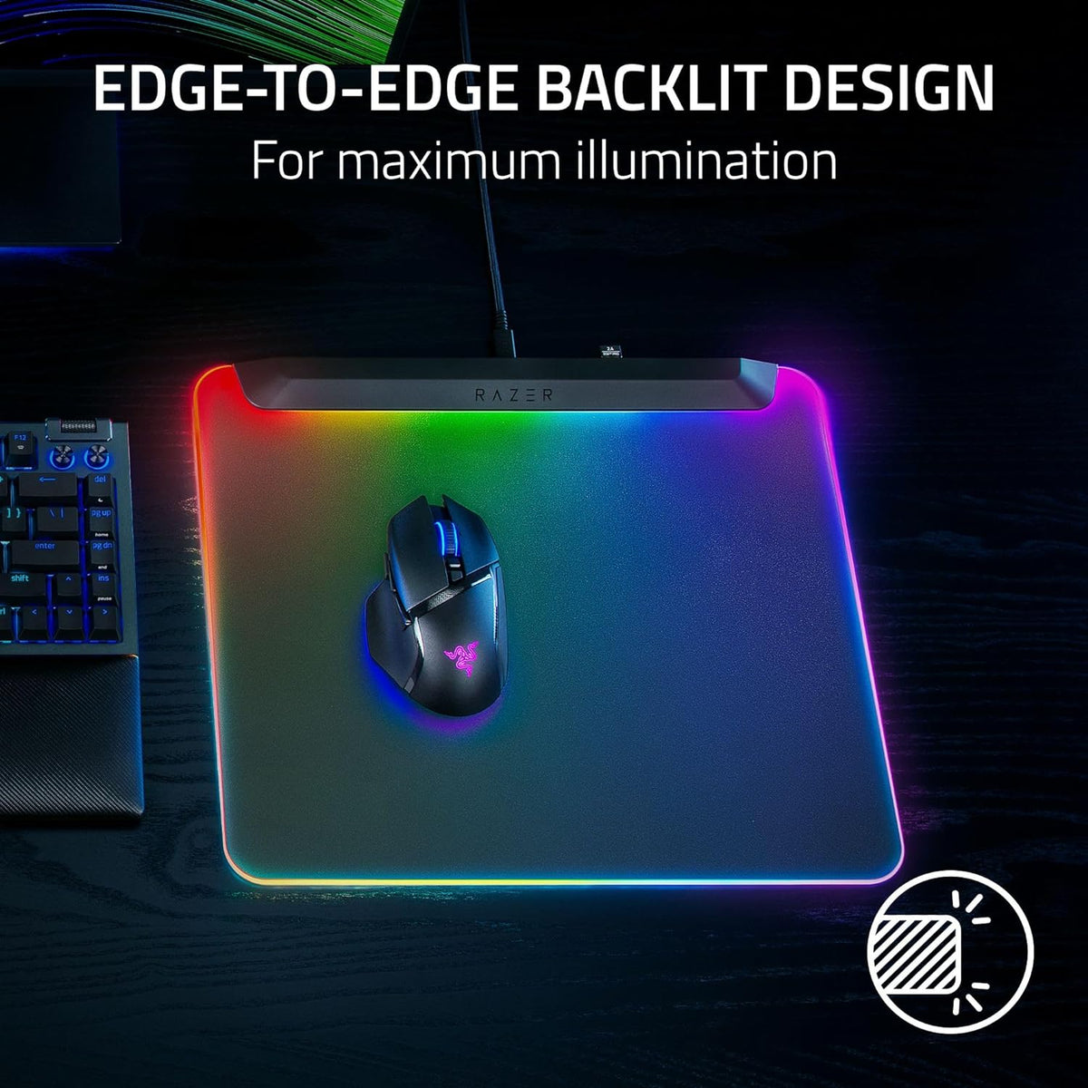 Razer Firefly V2 Pro Fully Illuminated RGB Gaming Mouse Mat, Black