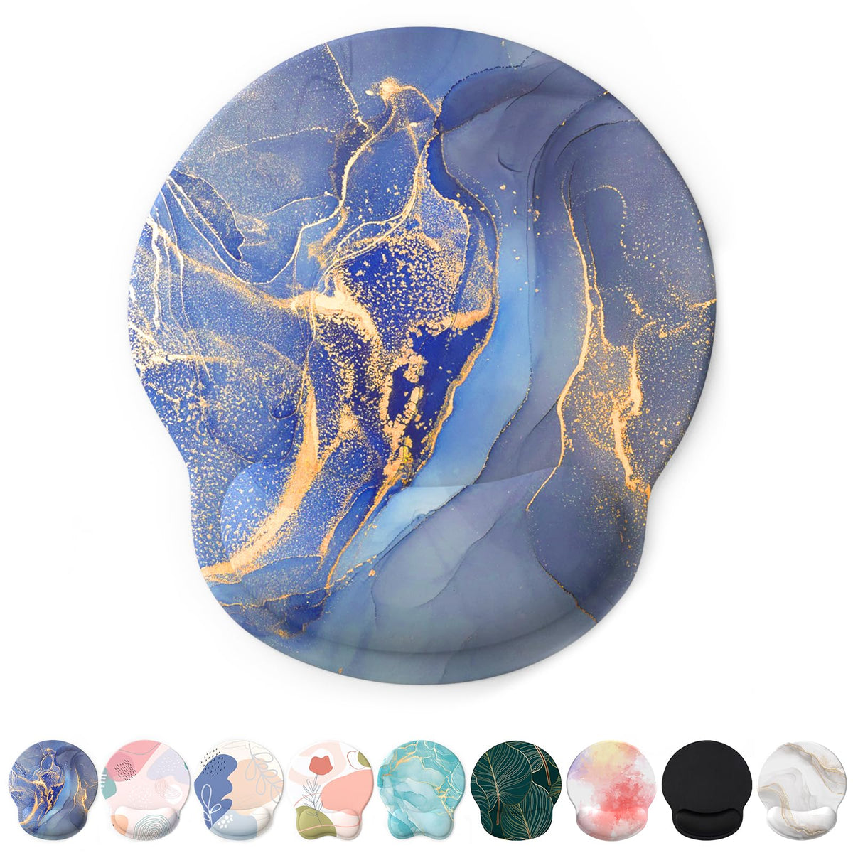 eulps Mouse Pad with Wrist Rest, Comfortable Computer Mousepad with Gel Wrist Support Smooth Surface and Non-Slip PU Base for Pain Relief, Laptop, Office & Home (Cyan Pink Marble)