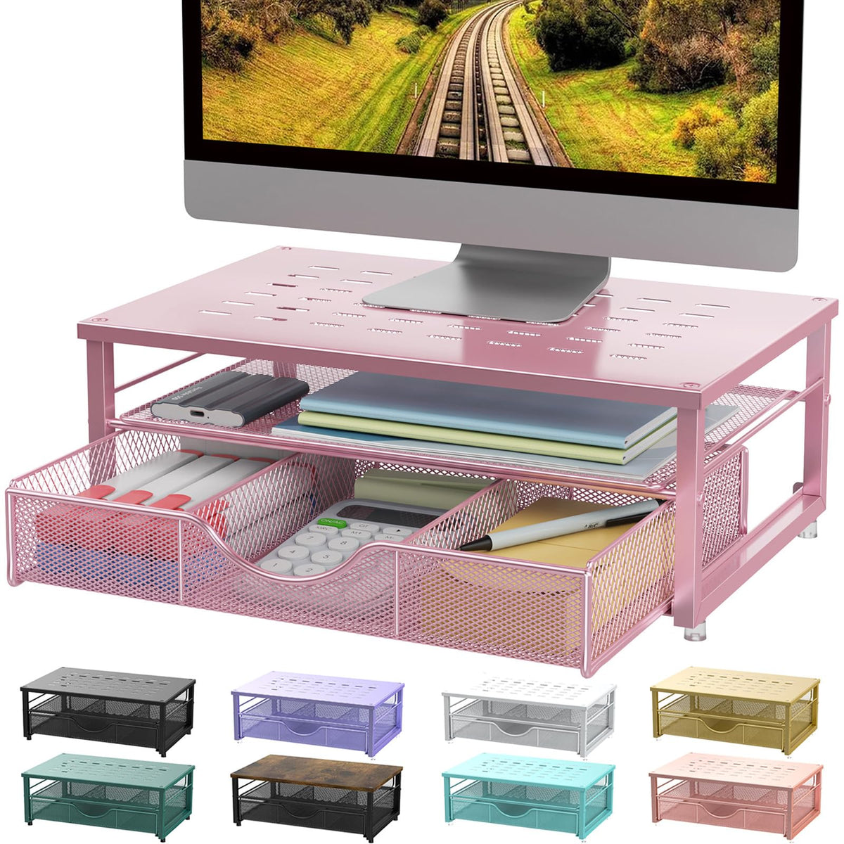 gianotter Monitor Stand with Drawer and 2 Pen Holders