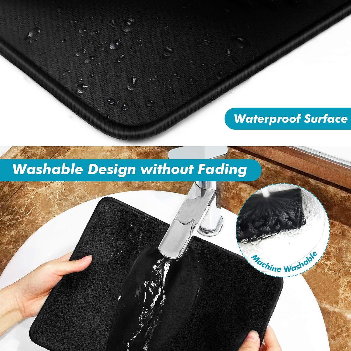 Mouse Pad Bundle Stitched Edges Premium Waterproof Gaming Mouse Mat Pad, Extends Battery Life Non-Slip Rubber Base Thick Black Mousepad for Laptop Computer & PC, 11 x 8.7 inch, Black-Pack of 6