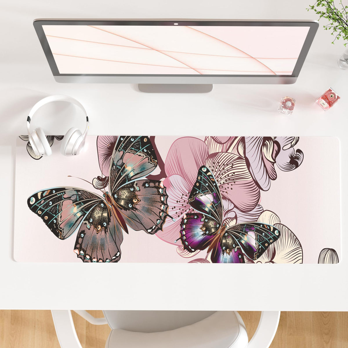 QiyI PU Leather Large Mouse Pad, Office Decor, 31.5" x 15.7", Rose Gold